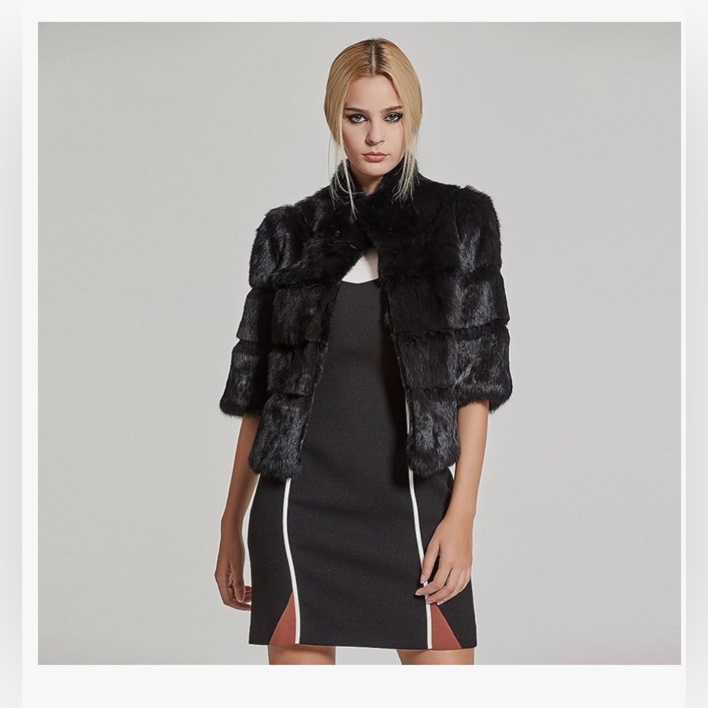 Elegant Black Fur Jacket, Nwot